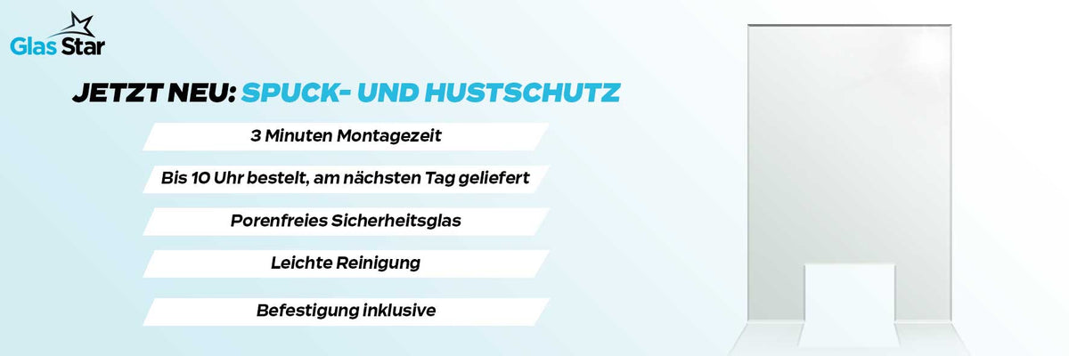 Hust- & Spuckschutz aus Glas jetzt per Express verfügbar!