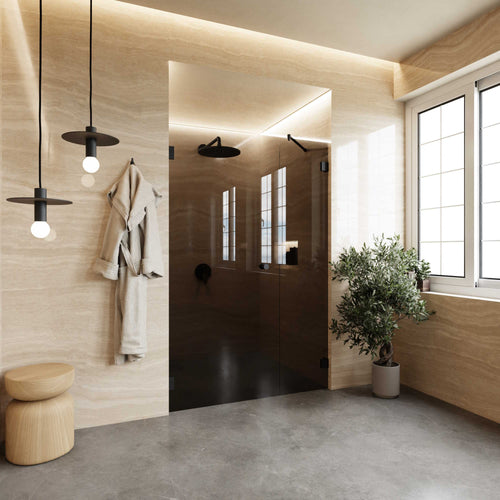 Duschtür mit Seitenteil Bronzeglas