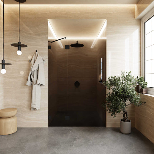 Duschtür mit Seitenteil Bronzeglas