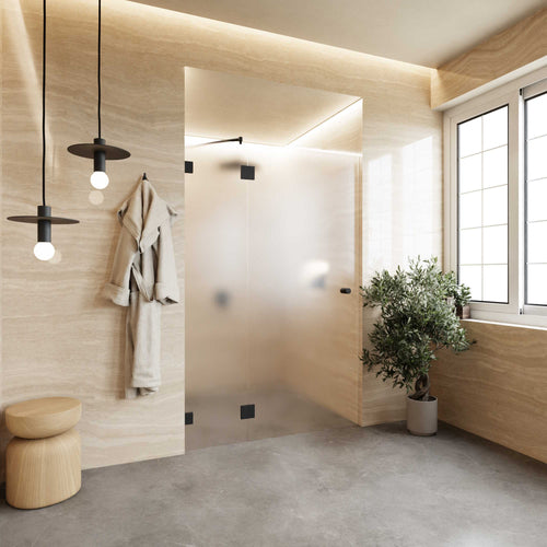 Duschtür mit Seitenteil Weißglas satiniert