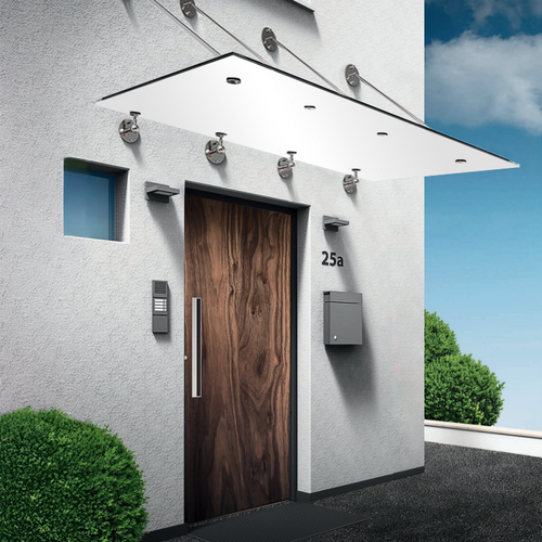 Vordach mit Zugstangen Superweiß