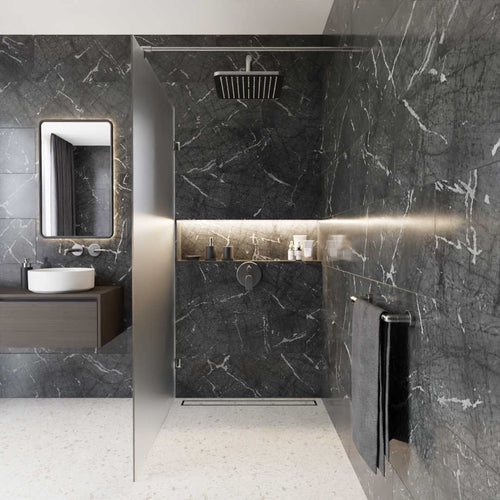 WALK-IN-Duschabtrennung Weißglas satiniert