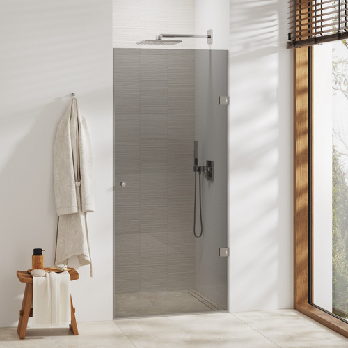 Einflügelige grau getönte Duschtüren