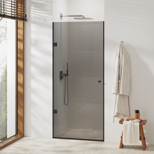 Einflügelige grau getönte Duschtüren