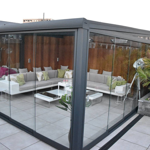 Terrassenüberdachung Aluminium im Komplettset (RAL 7016 mit VSG-Glas)