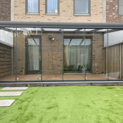 Terrassenüberdachung Aluminium im Komplettset (RAL 7016 mit VSG-Glas)
