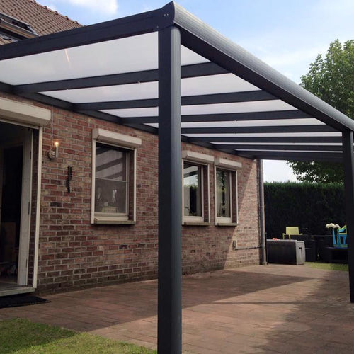 Terrassenüberdachung Aluminium im Komplettset (RAL 7016 mit VSG-Glas)