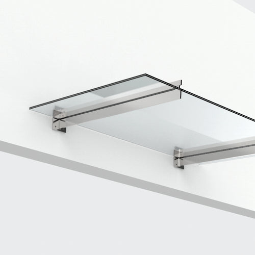 Vordach mit Schwertträgern aus Klarglas