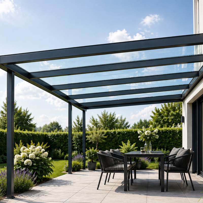 Terrassenüberdachungen Alu im Komplett-Set mit Glas