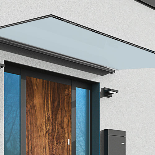 Vordach freitragend aus Milchglas