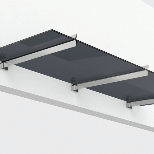 Vordach mit Schwertträgern Grauglas