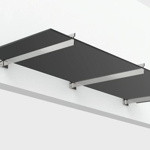 Vordach mit Schwertträgern Grauglas matt