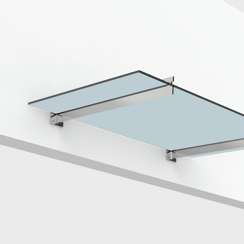 Vordach mit Schwertträgern aus Milchglas