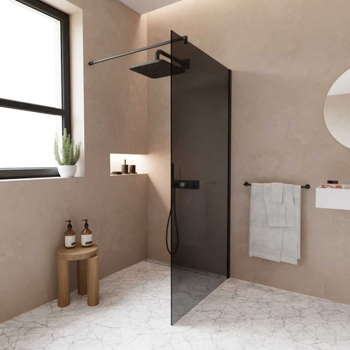 WALK-IN-Duschabtrennung grau getönt