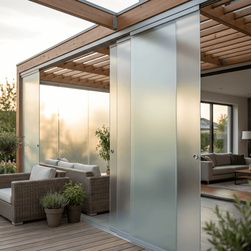 Glasschiebewand satiniertes Glas