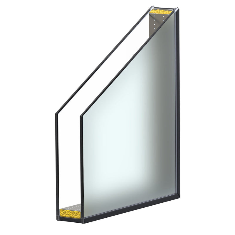 2-fach Wärmeschutz Isolierglas satiniert - aus 1 x Float 4 mm klar mit Wärmeschutz und 1 x Floatglas satiniert 4 mm (Einbaudicke 18mm)