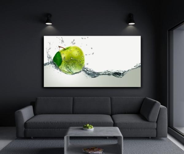 Glasbild Green Apple in 90 x 60 cm | Glas Star