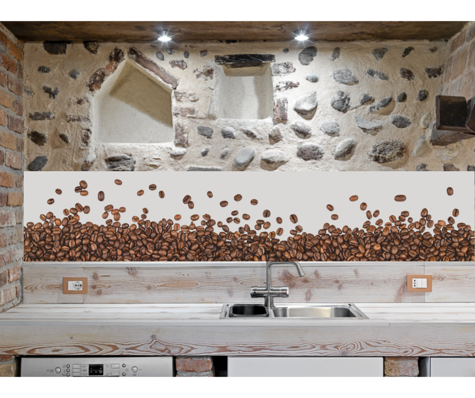 Echtes Glasbild mit aromatischen Kaffeebohnen.