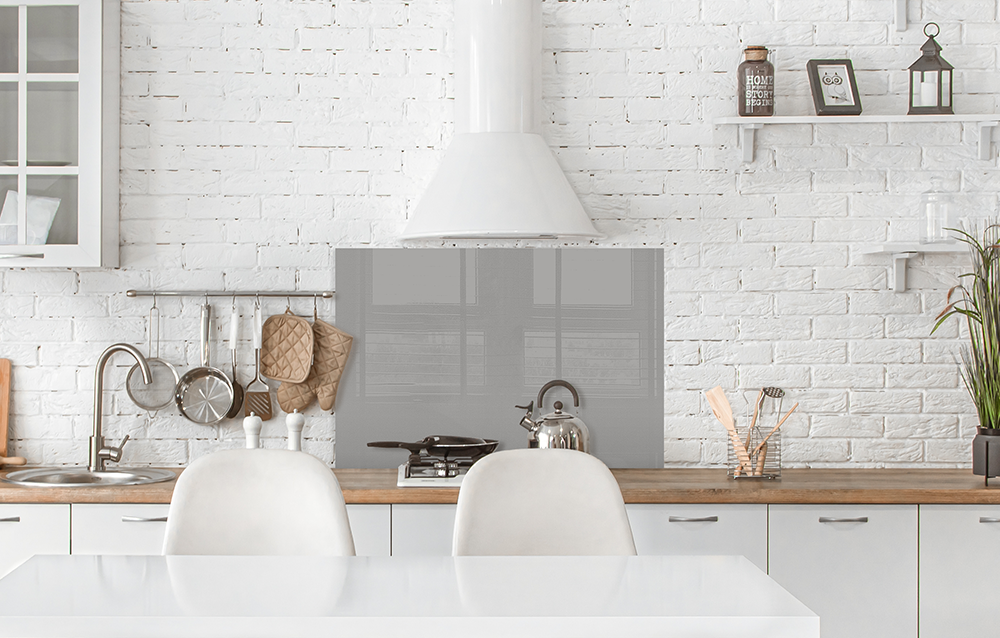 Küchenrückwand Hellgrau RAL 9006 6mm in 90 x 60 cm aus Glas bestellen