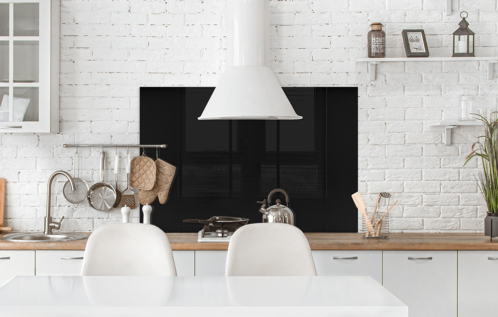 Küchenrückwand Schwarz RAL 9017 6mm in 120 x 80 cm aus Glas bestellen