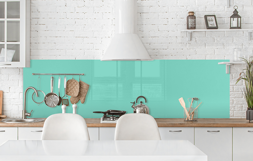 Küchenrückwand Türkis RAL 6027 6mm in 224 x 63 cm aus Glas bestellen