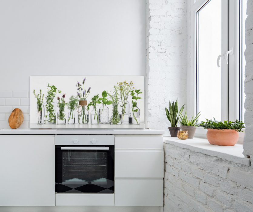 Küchenrückwand Motiv Kräuter und Blumen 6mm in 120 x 80 cm | Glas Star