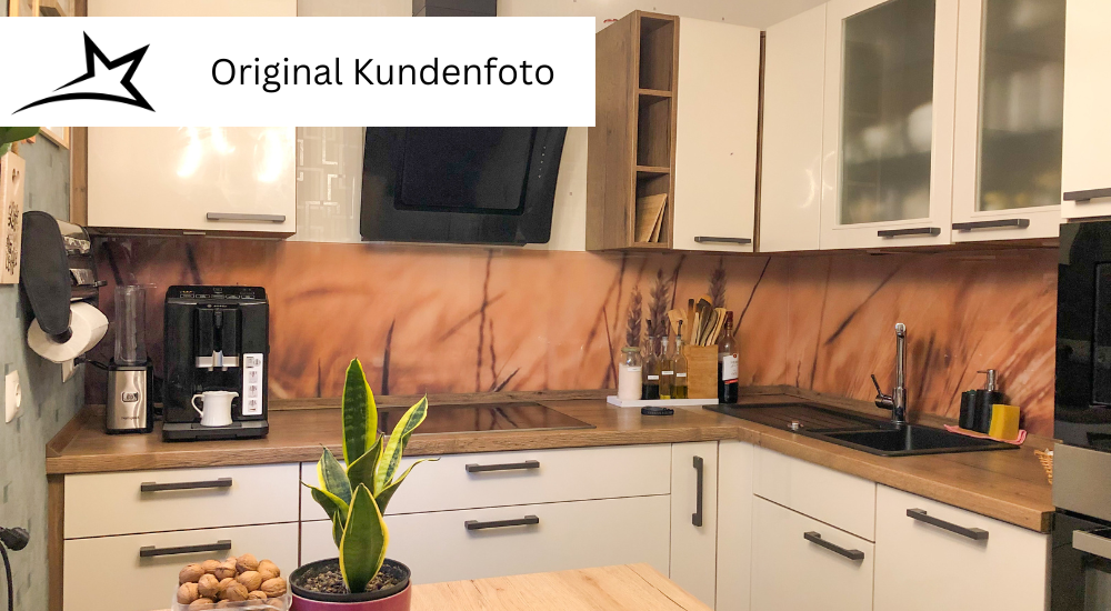 Küchenrückwand mit individueller Konfiguration  |  ESG Glas 6 mm Optiwhite | Glas Star