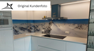 Küchenrückwand mit individueller Konfiguration  |  ESG Glas 6 mm Optiwhite | Glas Star