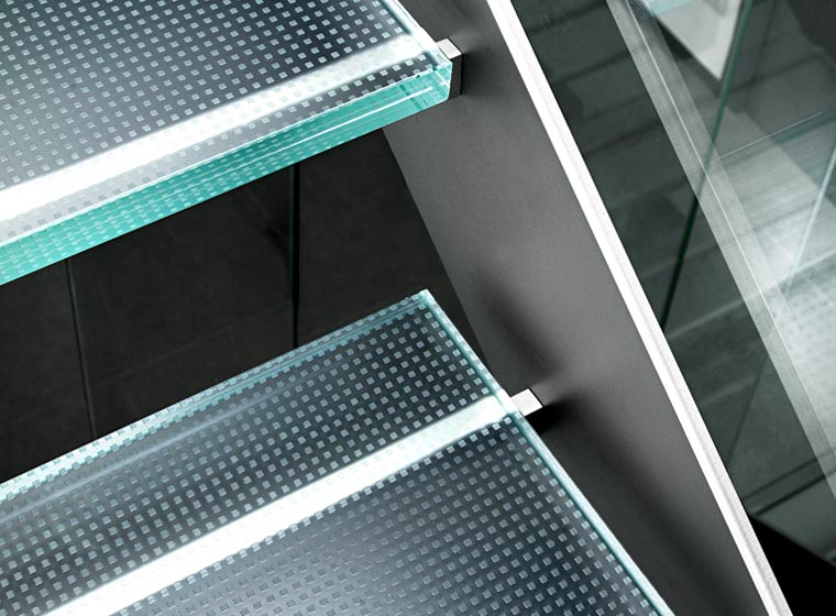 VSG Glas begehbar mit Matrix rutschhemmung (bis 1250 x 1250 mm) | Glas Star