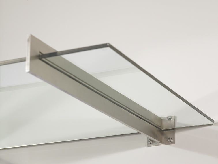 Glasvordach mit Schwertträgern 150 x 90 cm, transparentes Sicherheitsglas mit 17.52 mm Glasstärke | Glas Star