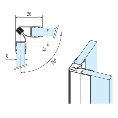 Magnetdichtung 90° in schwarz (Paar), L 2500 mm