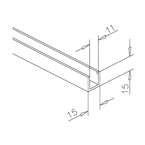 U-Profil 15 x 15 x 15 mm Schwarz